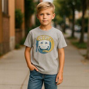 VOLCOM Gray Short Sleeve Graphic Tee Boys S 8 10 Girls Kids Cuphead RARE